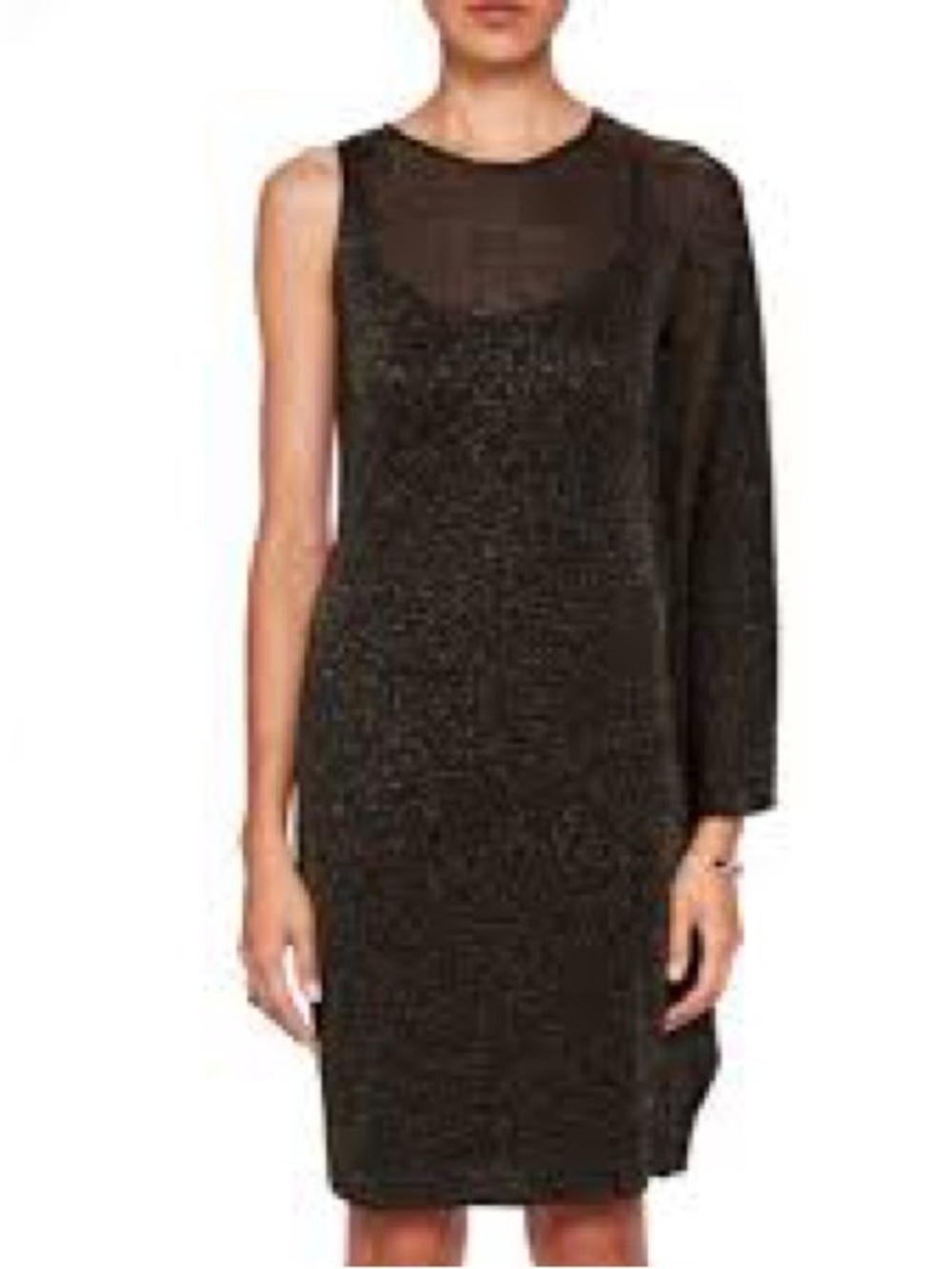 Ted Baker Monyca Draped One Shoulder Metallic Dress size 1